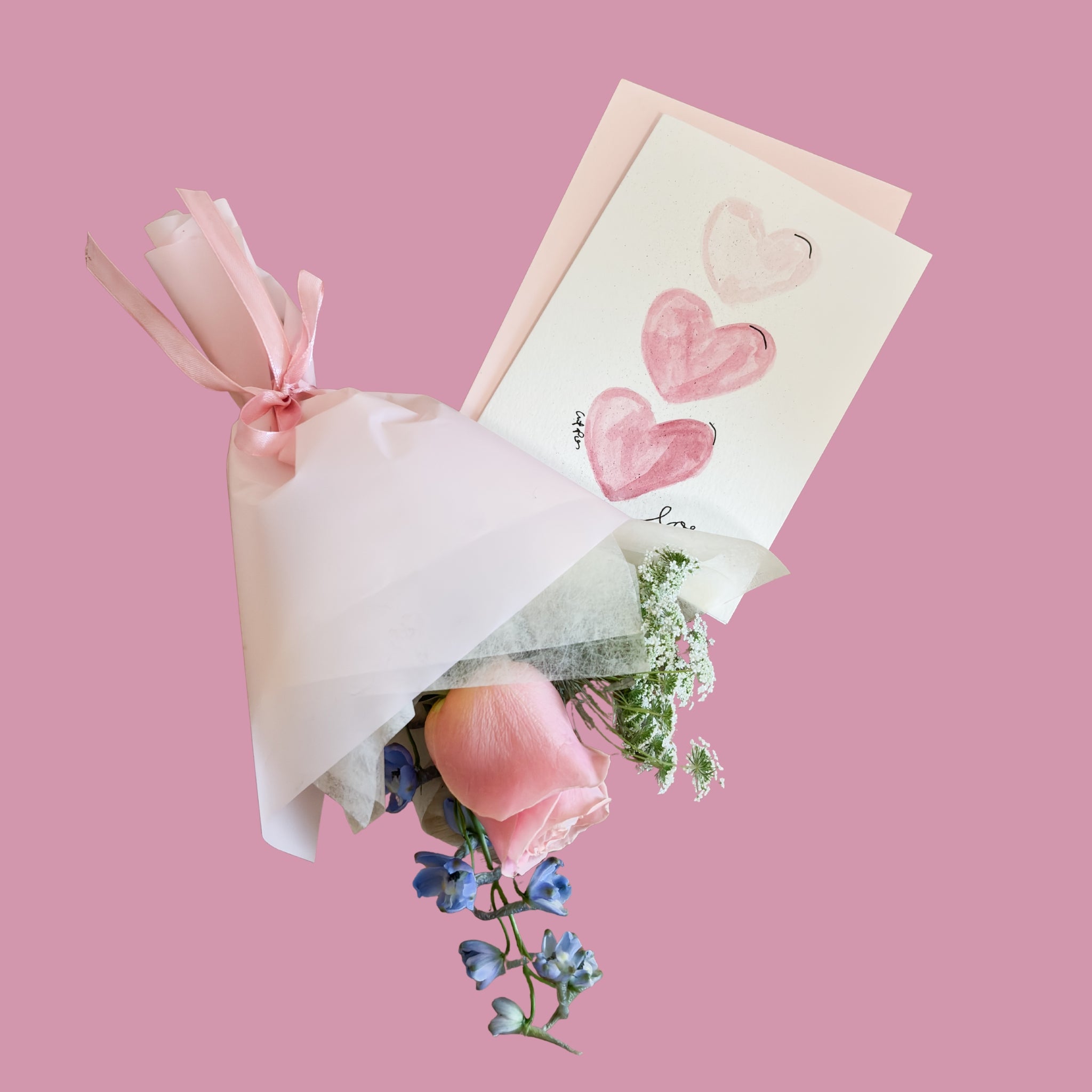 Tarjeta watercolor + mini bouquet