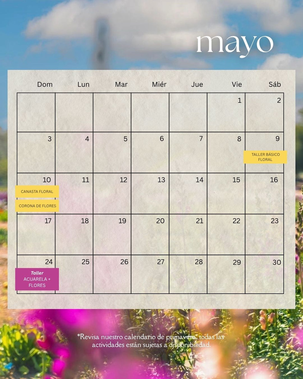 Calendario de Mayo Ruta del Maíz